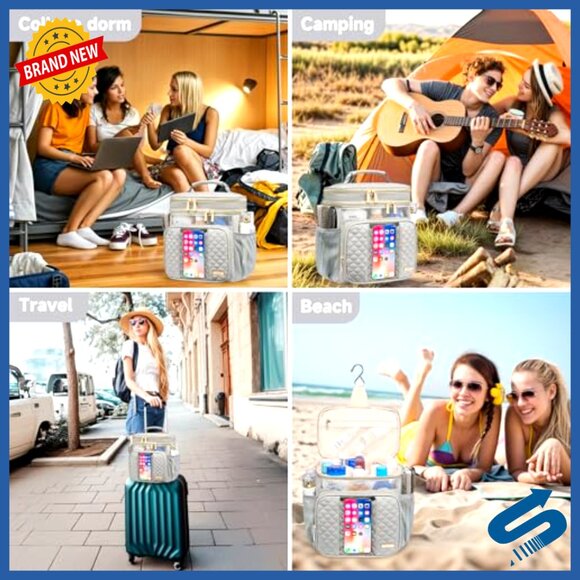 Large Hanging Travel Toiletry Bag Water Resistant Shower Caddy Dorm Essentials - Picture 7 of 7